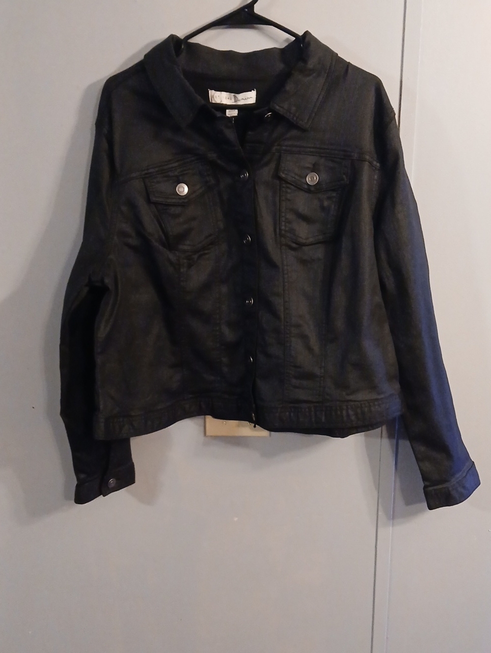 Cato Black Jean Jacket with Button Front
